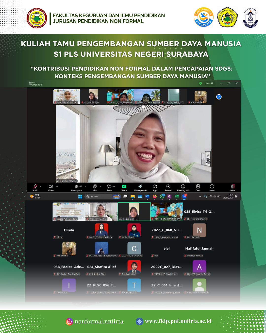 PNF Untirta dan PLS Unesa Perkuat Sinergi Akademik melalui Kuliah Tamu Bertema SDGs dan Pengembangan SDM