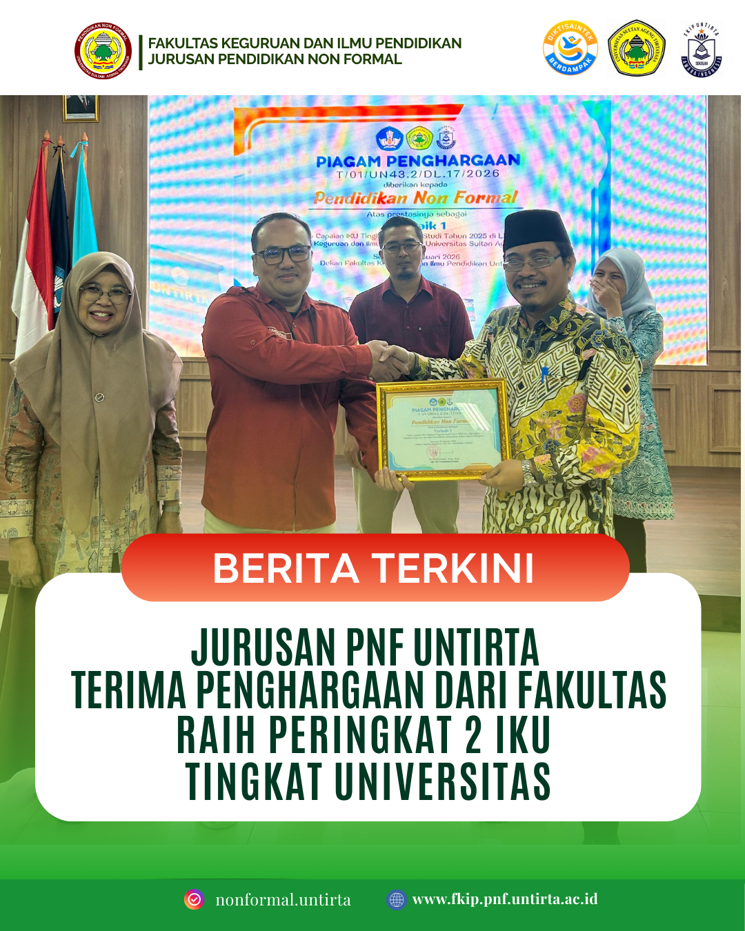 Jurusan PNF Terima Penghargaan dari FKIP Untirta Raih Peringkat 2 IKU Tingkat Universitas