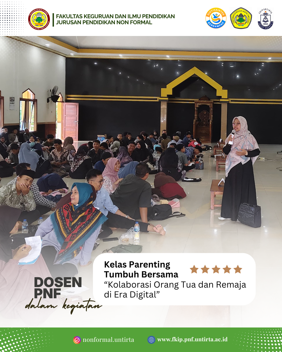 Dosen PNF FKIP Untirta Jadi Narasumber Kelas Parenting “Tumbuh Bersama” di Kabupaten Serang